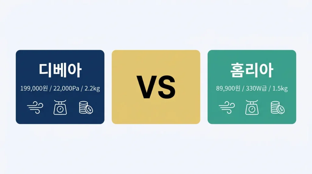 10만원대 무선청소기 핵심 항목 비교 인포그래픽