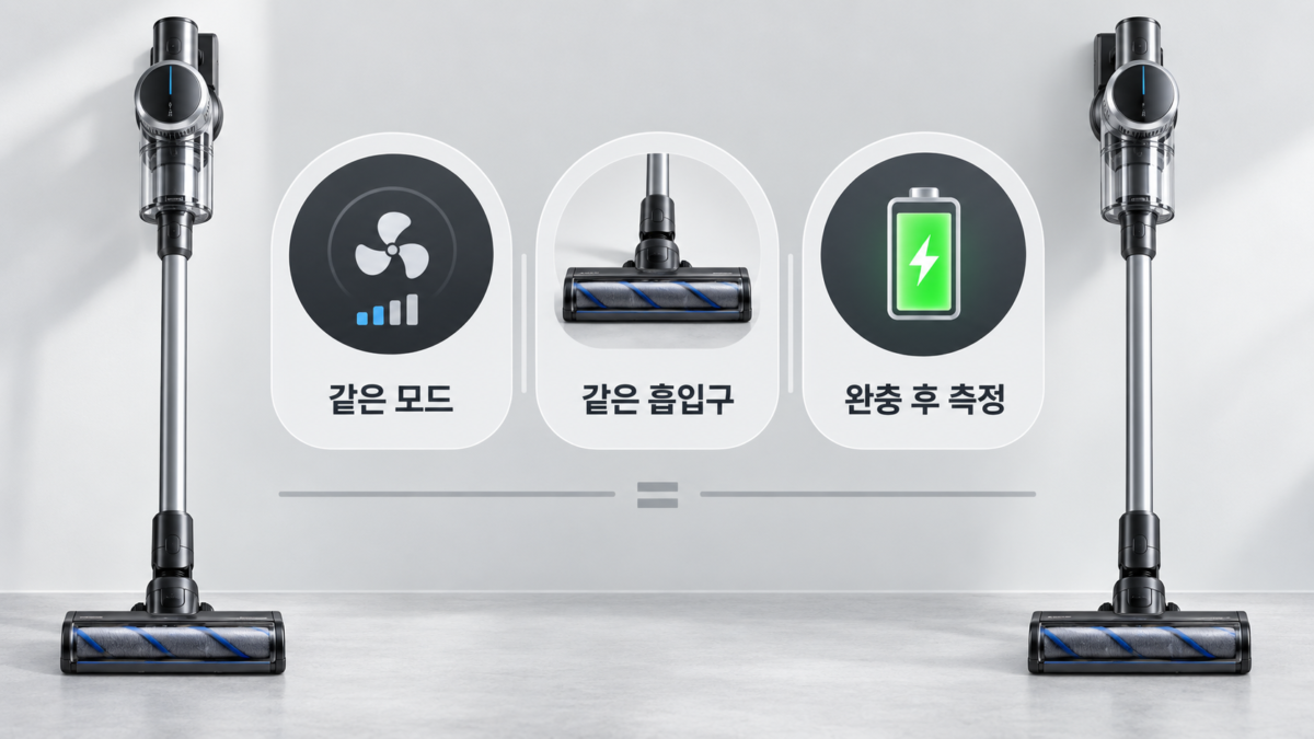 같은 조건 사용시간 비교