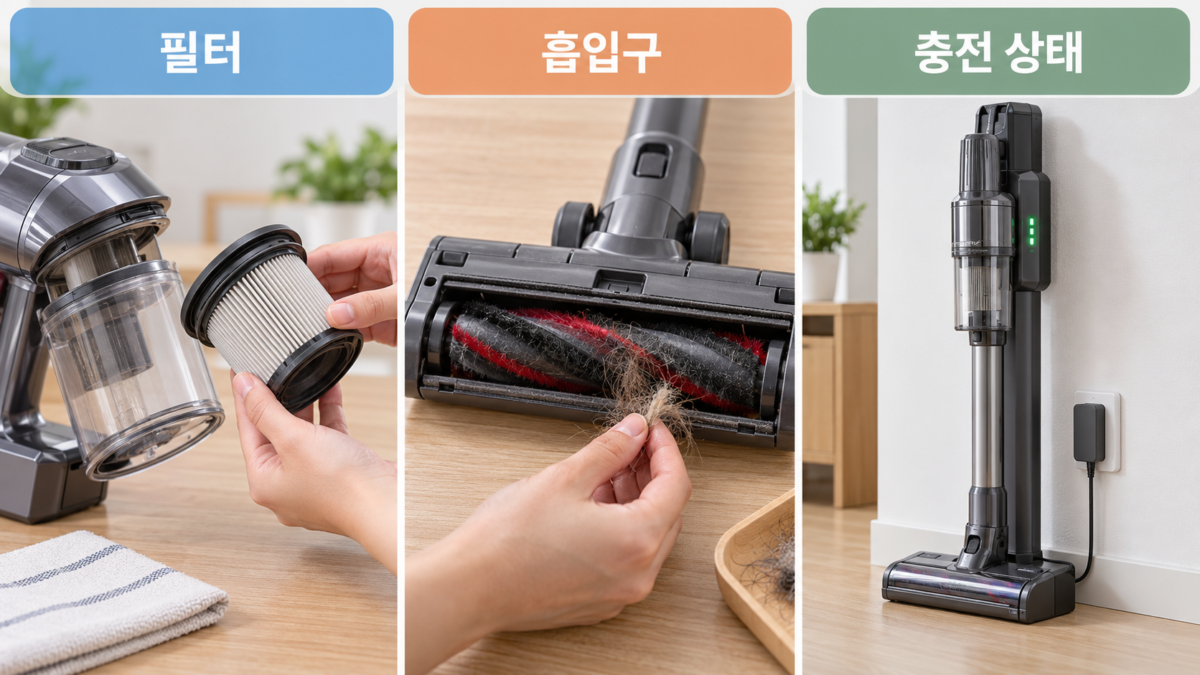 교체 전 공기 통로 점검