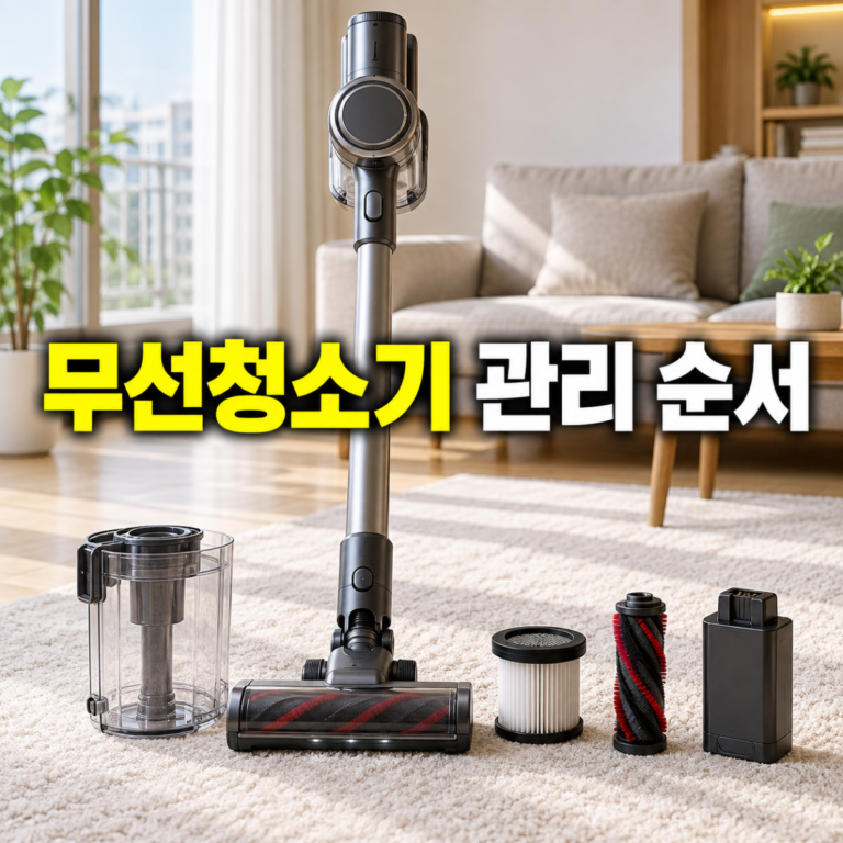 무선청소기 관리법｜먼지통·필터·브러시·배터리 순서
