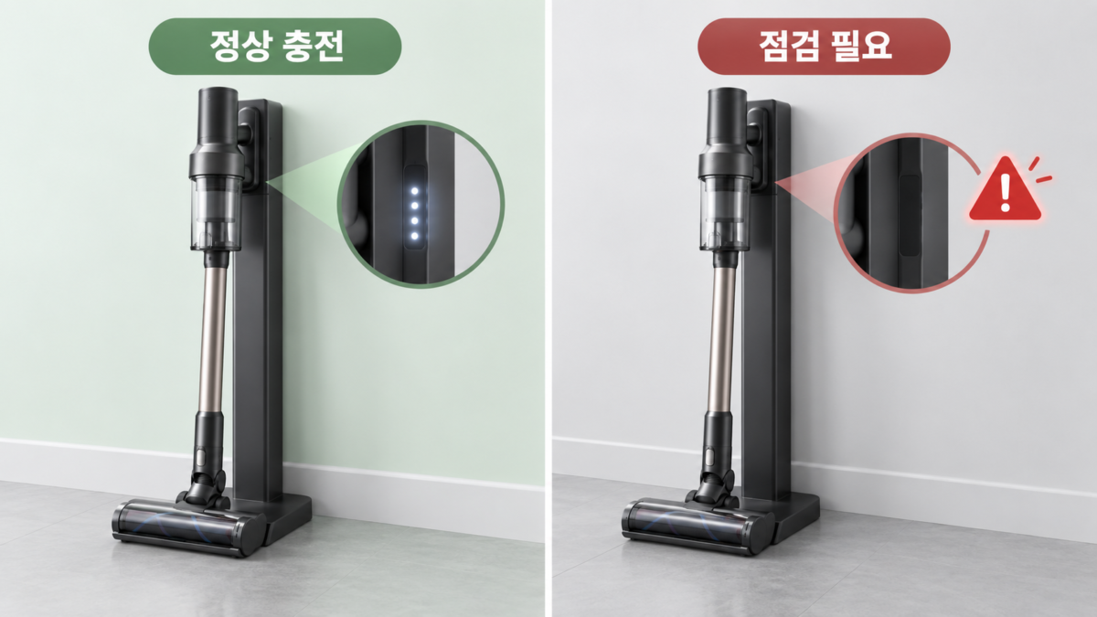 정상 충전 점멸과 점검 필요 구분