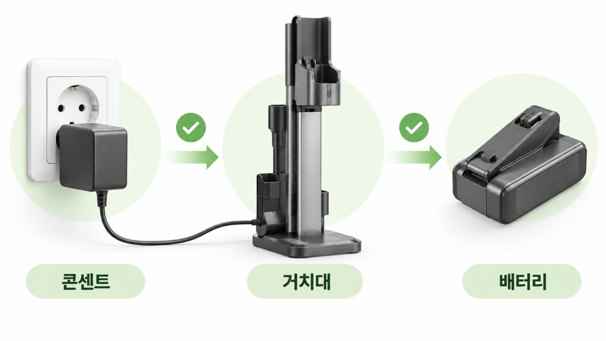 전원과 배터리 장착 점검