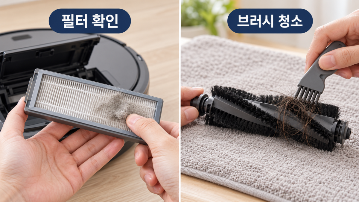 필터와 메인브러시 점검