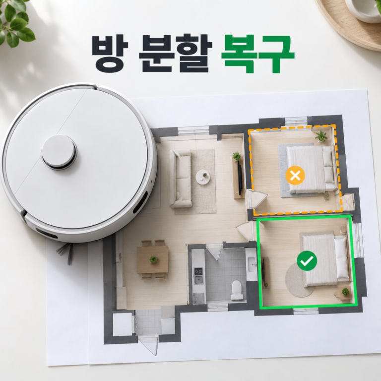 로봇청소기 지도 방 분할 안 될 때|합치기·다시 나누기 순서