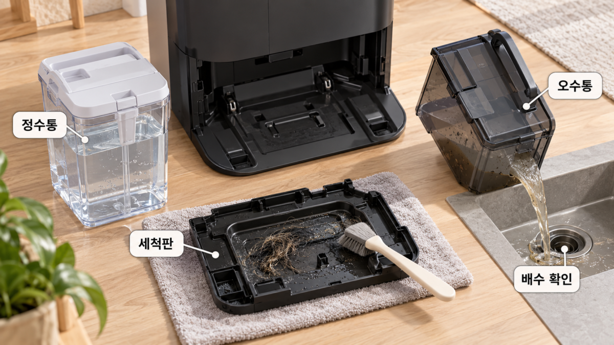 물통과 세척판 관리