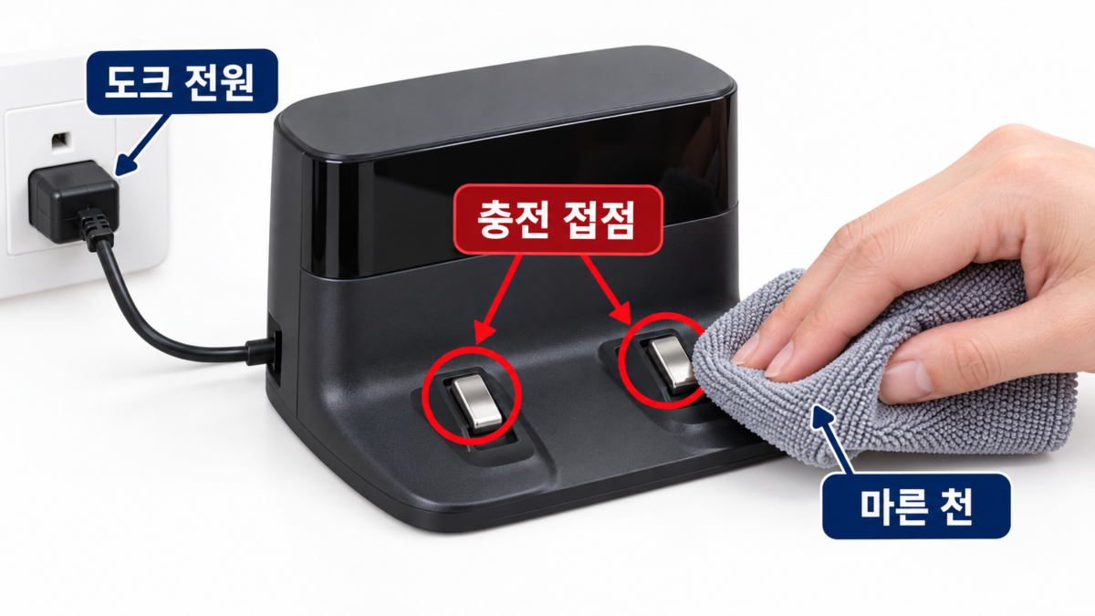 도크 전원과 충전 접점