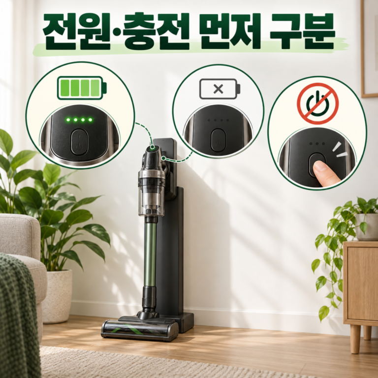 LG 코드제로 전원·충전 문제 점검|무반응·빨간불·거치대 구분