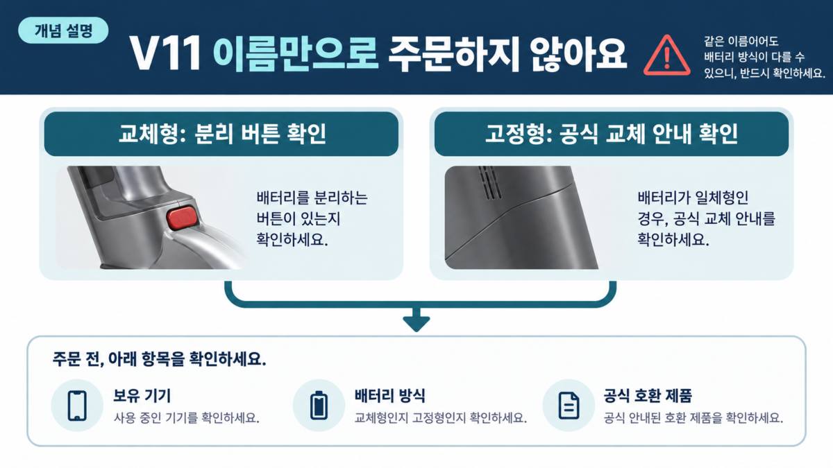 V11 공식 호환 제품 대조